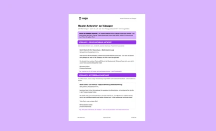 Vorschau der Muster-Antworten auf Bewerbungsabsagen als PDF