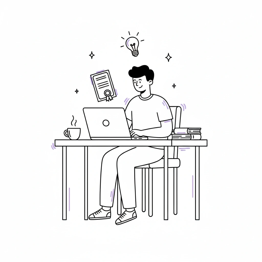 Person am Laptop bei einer Online-Weiterbildung