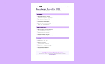 Vorschau der Bewerbungs-Checkliste 2026