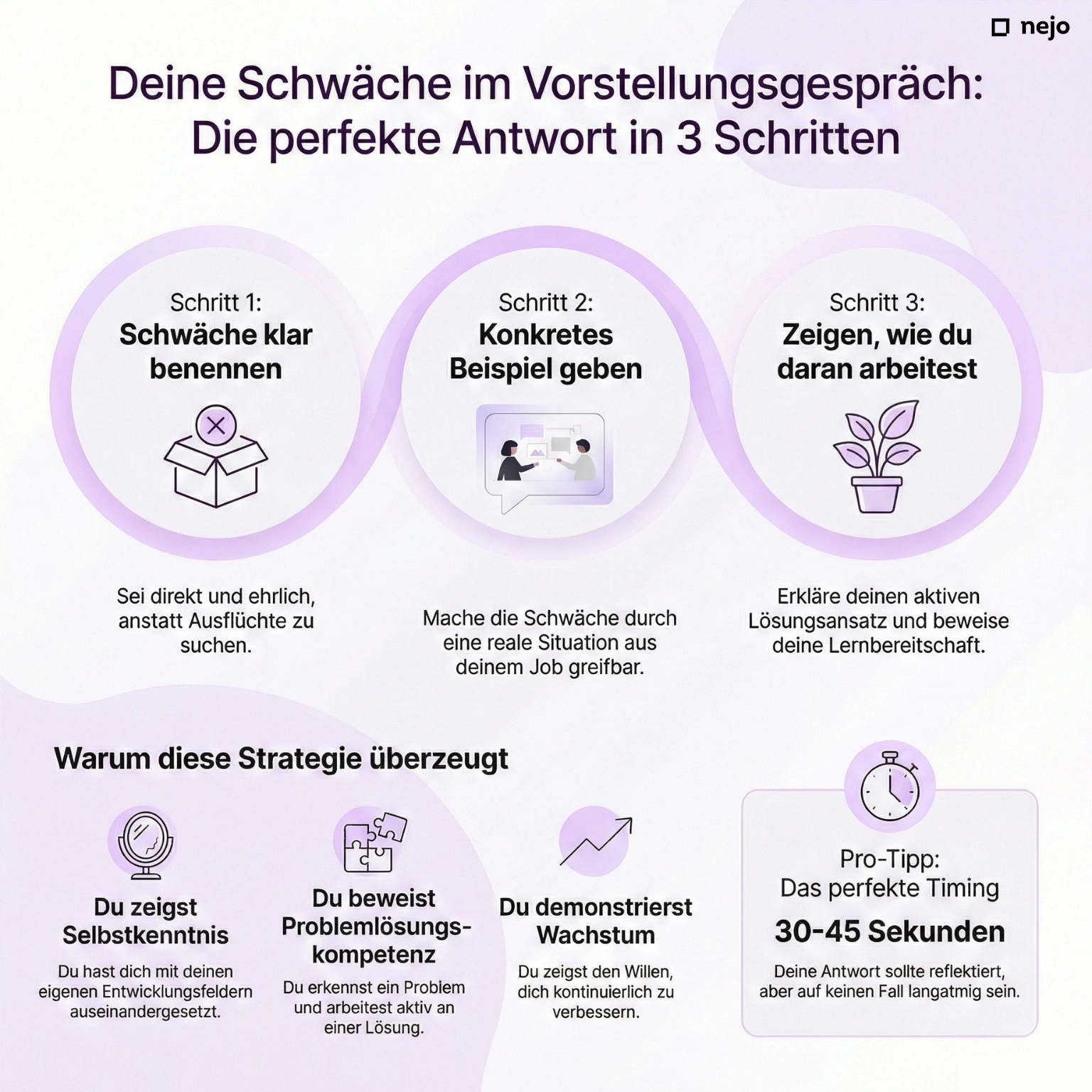 Das 3-Schritte-Framework für die perfekte Schwächen-Antwort