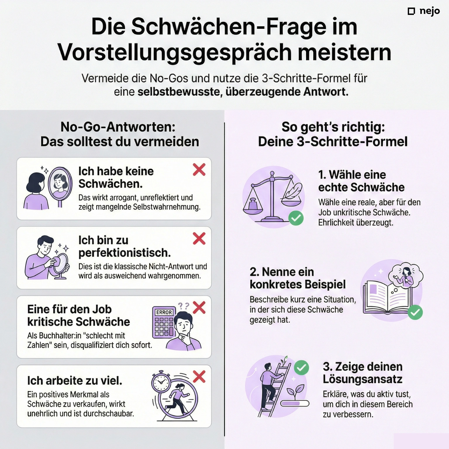No-Go Antworten bei der Schwächen-Frage im Vorstellungsgespräch